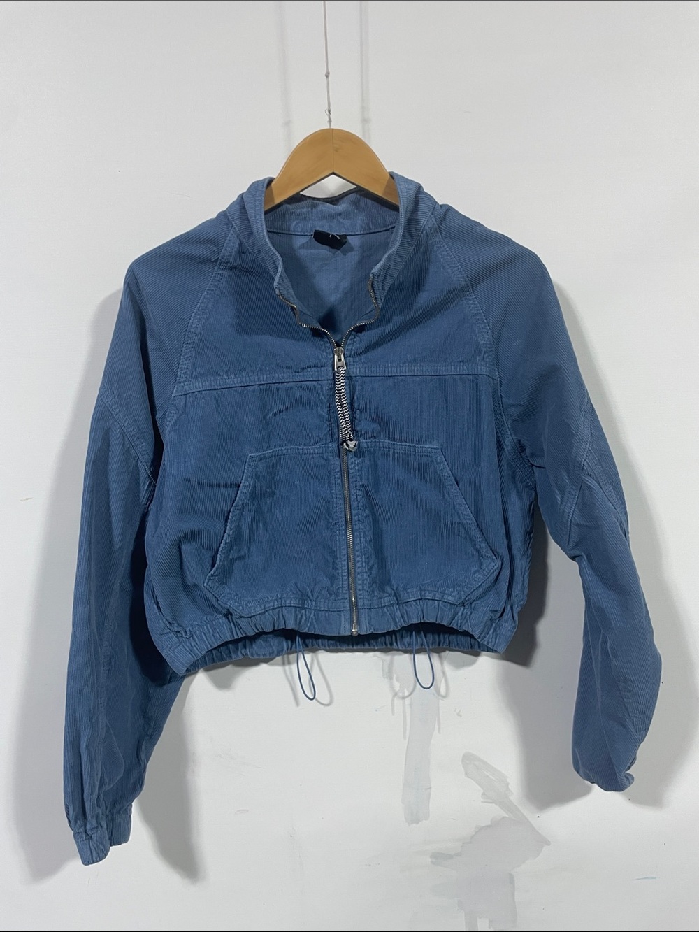 BDG Washed Blue Cropped Zip corduroy Jacket